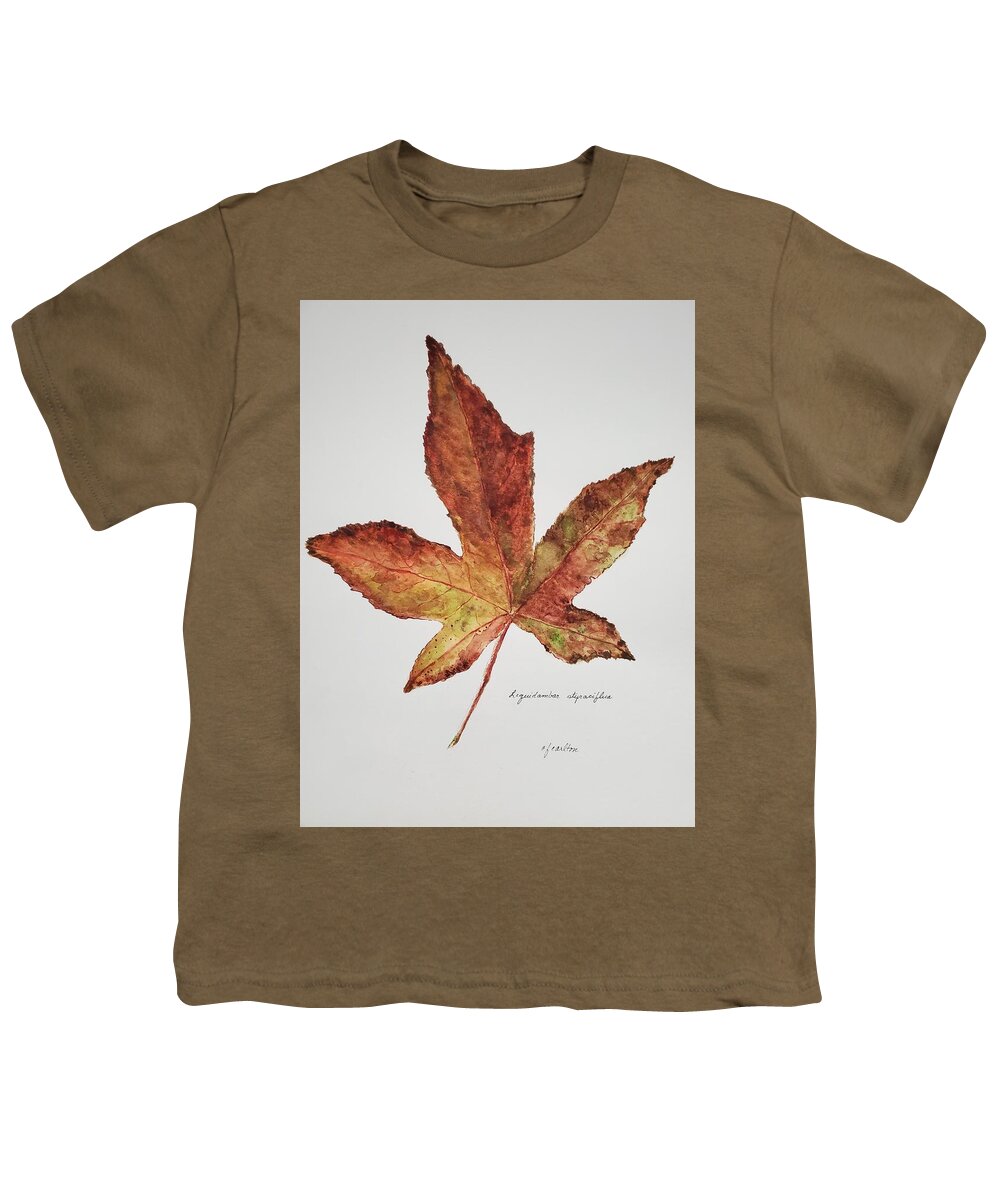 Botanical Youth T-Shirt featuring the painting Liquidambar 3 - Watercolor by Claudette Carlton