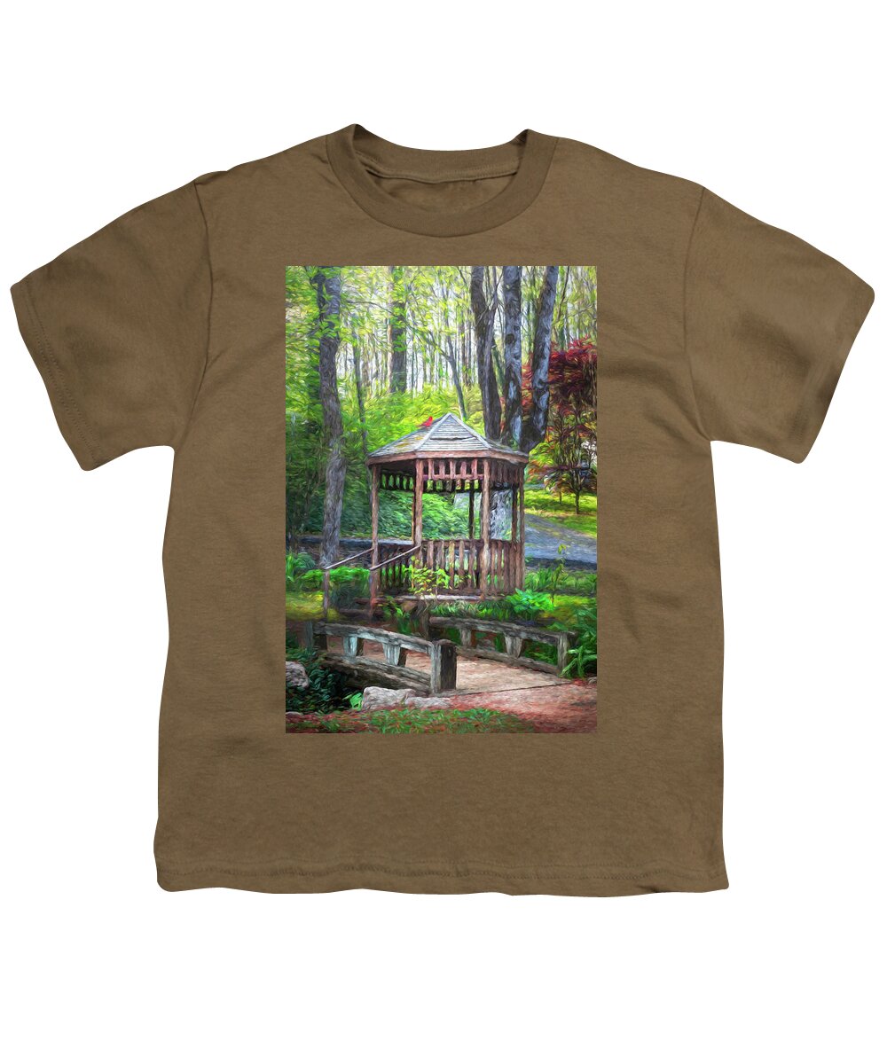 Barns Youth T-Shirt featuring the photograph Little Bridge at the Garden Gazebo Painting by Debra and Dave Vanderlaan