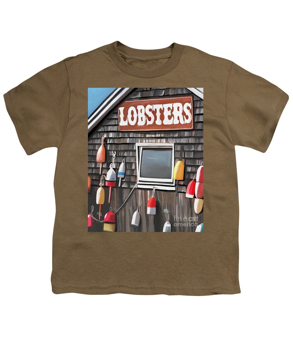 Lobsters Youth T-Shirt featuring the painting Lobster Shack by Tammy Lee Bradley