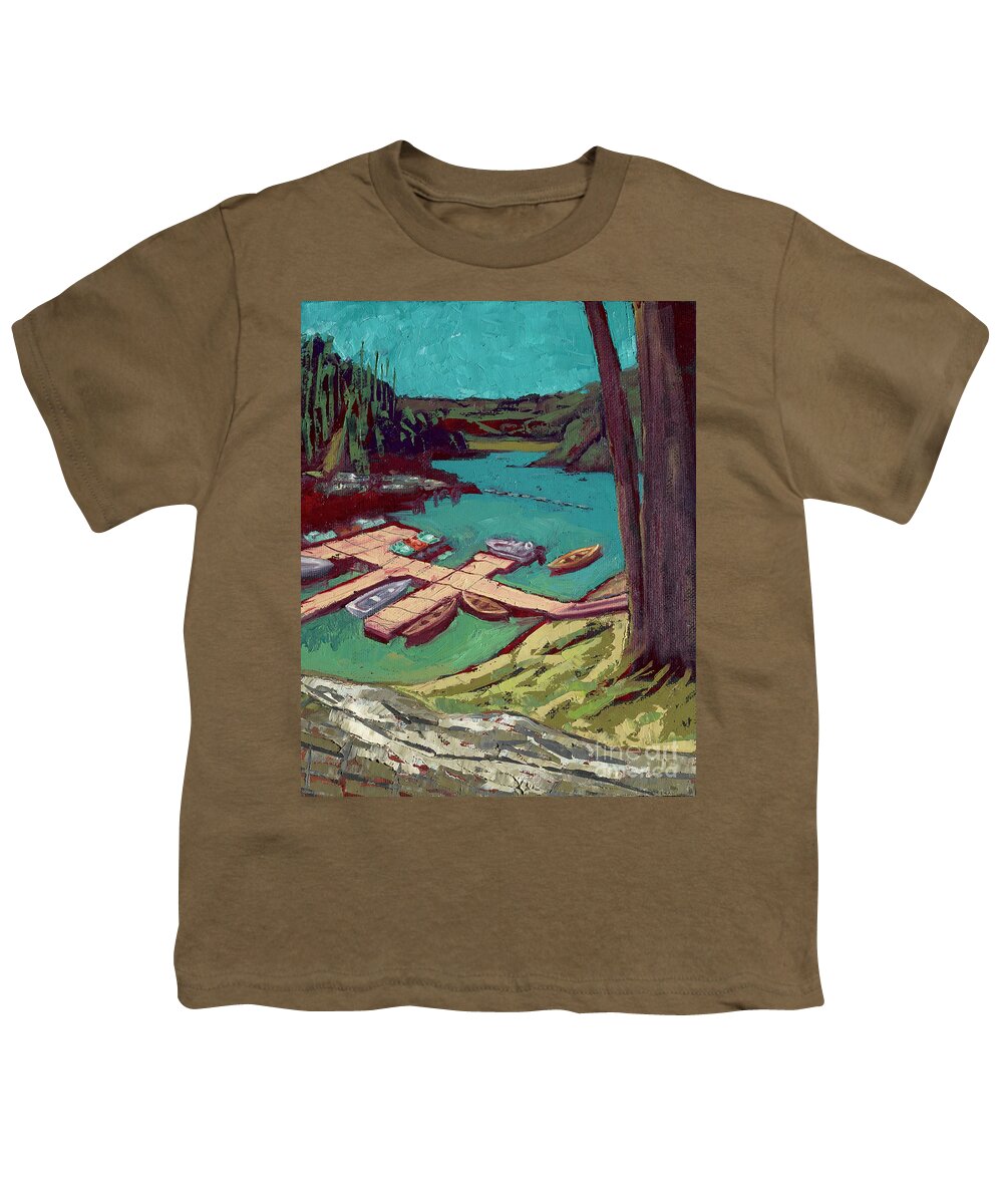 Kayak Youth T-Shirt featuring the painting Loch Lomond by PJ Kirk