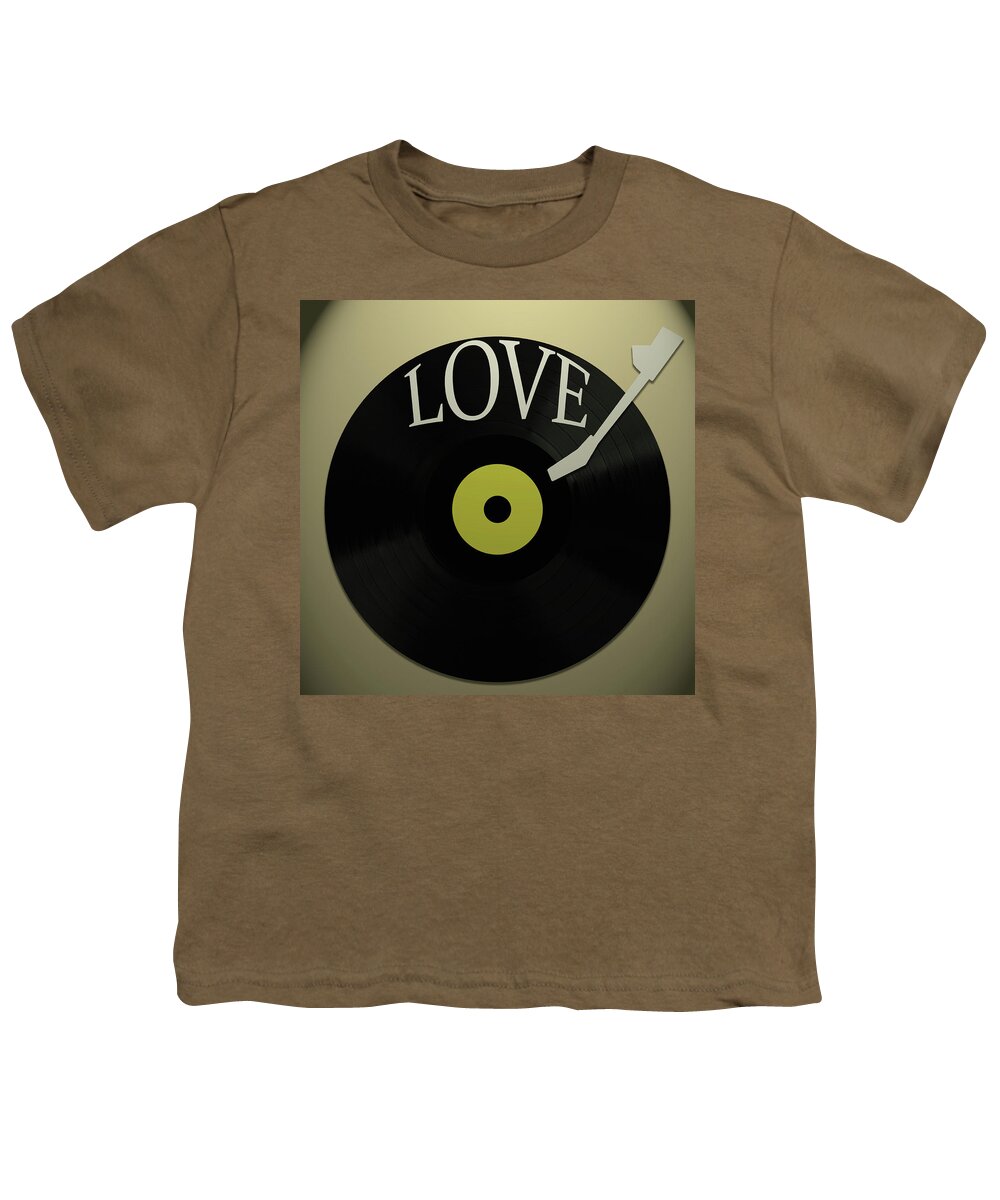Love Music Vinyl Youth T-Shirt featuring the mixed media Love Music Vinyl by Dan Sproul