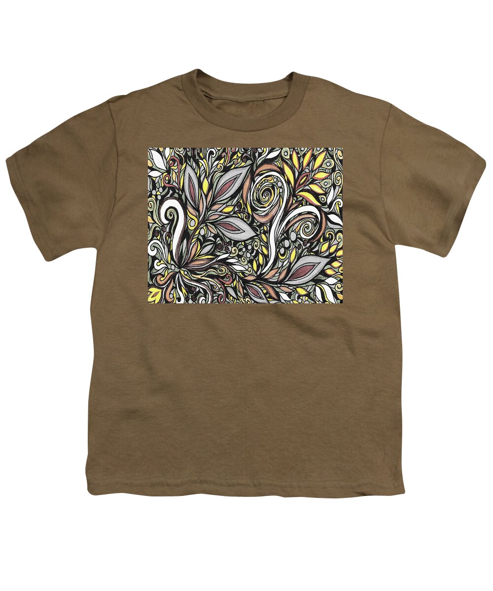 Floral Pattern Youth T-Shirt featuring the painting Magical Floral Pattern Tiffany Stained Glass Mosaic Decor XIII by Irina Sztukowski