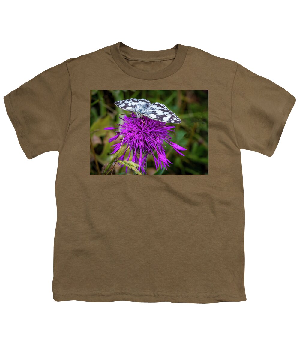 Marble White Youth T-Shirt featuring the photograph Marble White Butterfly by Shirley Mitchell
