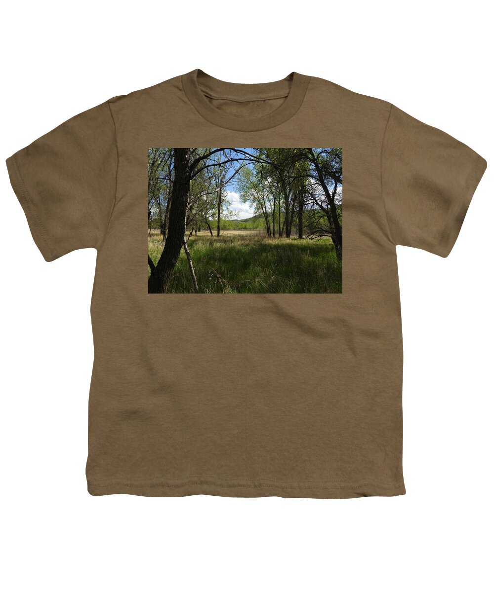 Meadow Youth T-Shirt featuring the photograph Meadow Through The Trees by Amanda R Wright