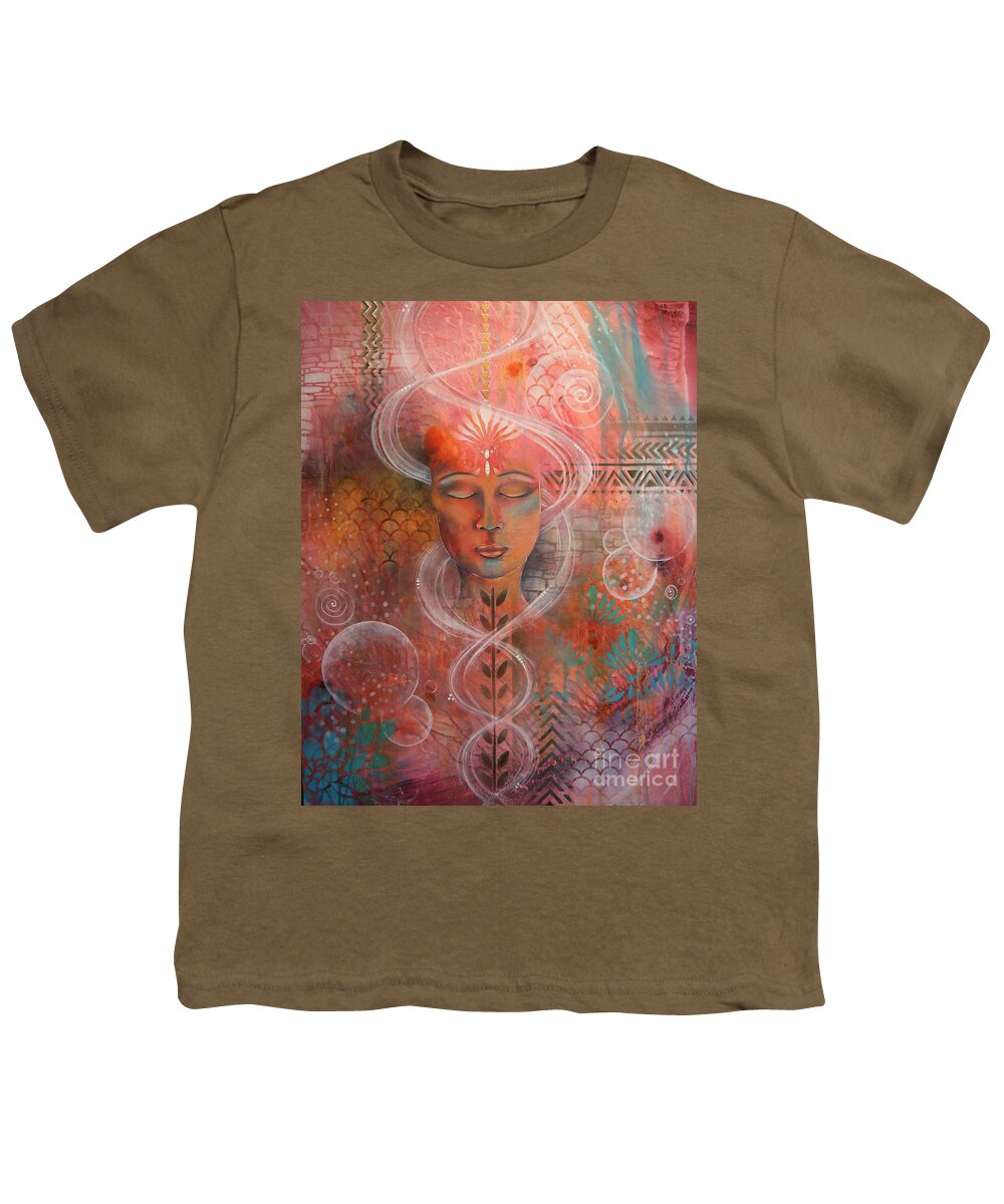Painting Youth T-Shirt featuring the painting Meditation 5 by Reina Cottier