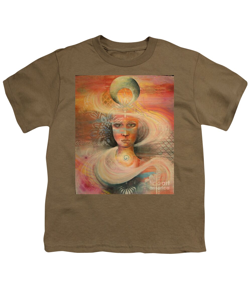 Painting Youth T-Shirt featuring the painting Moon Goddess 9 by Reina Cottier