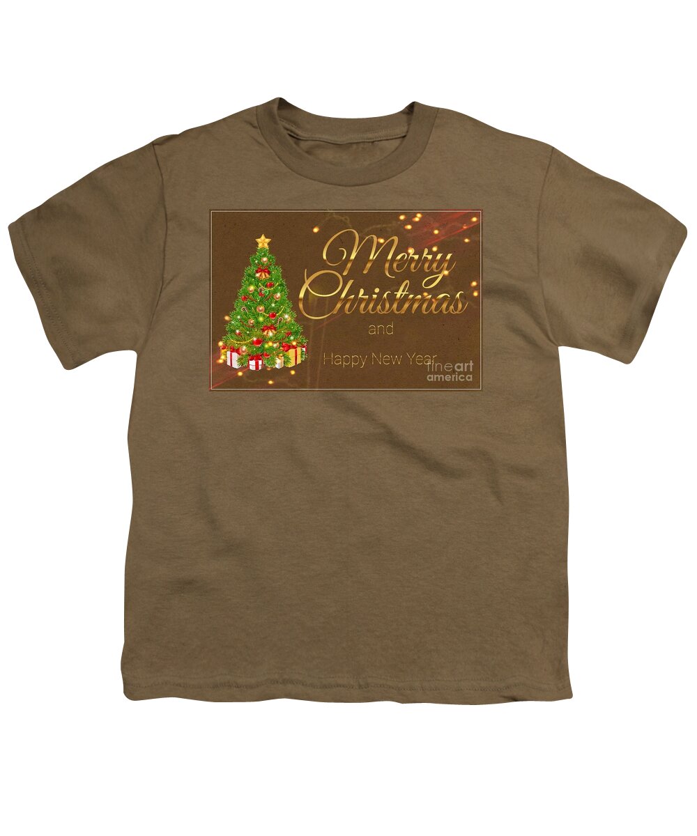 Merry Christmas Youth T-Shirt featuring the digital art Merry Christmas and Happy New Year by Claudia Zahnd-Prezioso