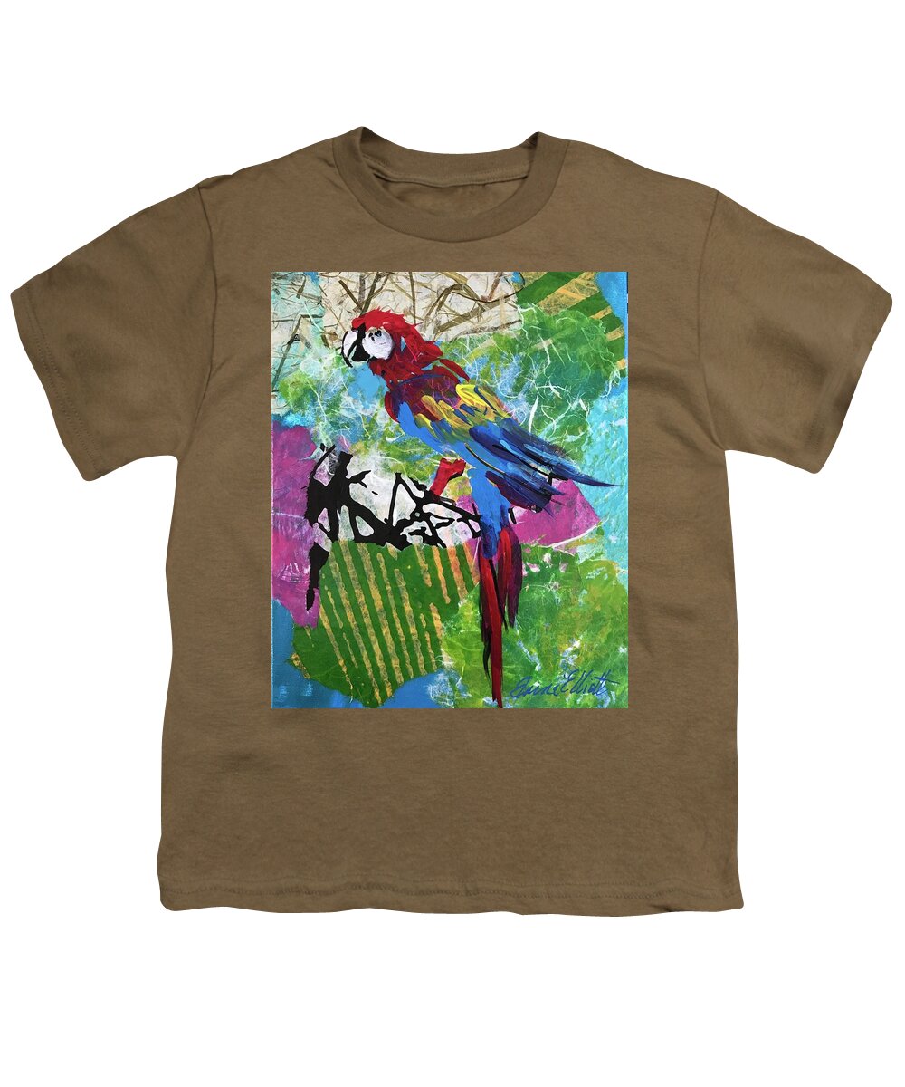 Parrot Paintings Youth T-Shirt featuring the painting Mexico Macaw II by Elaine Elliott