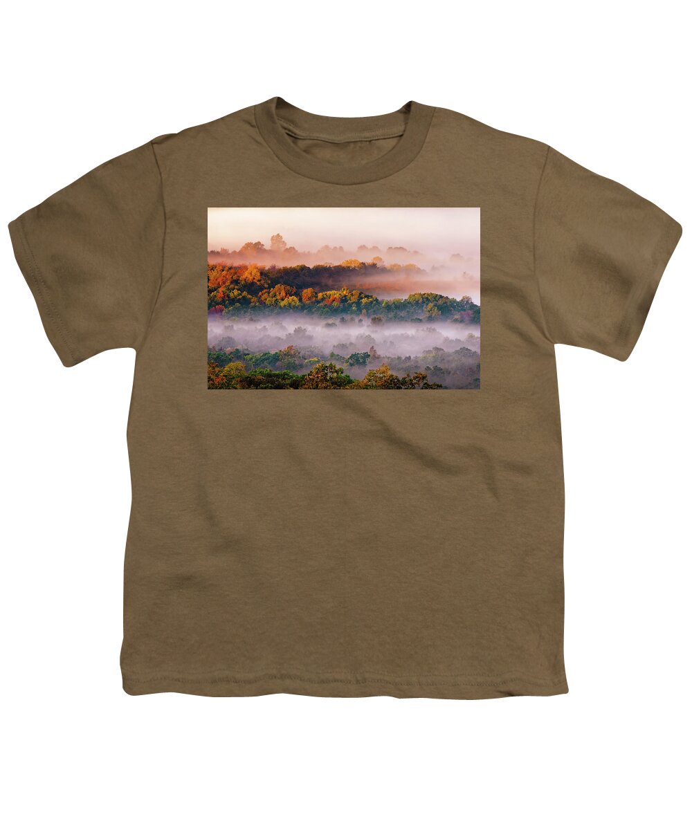 Hughes Mountain Conservation Area Youth T-Shirt featuring the photograph Misty Valley by Robert Charity