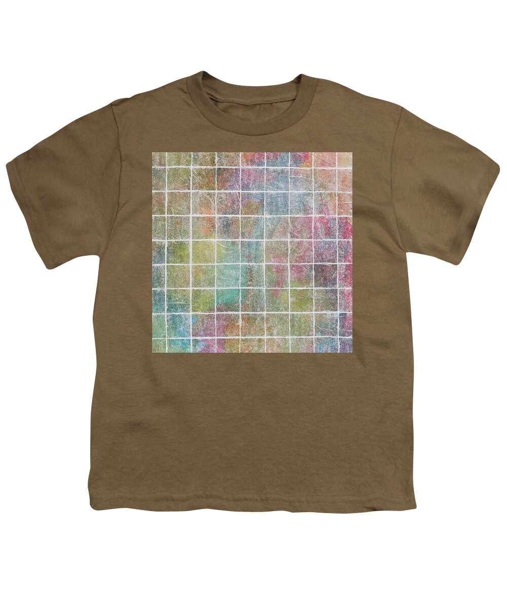 Monet's Garden Youth T-Shirt featuring the mixed media MONET'S GARDEN SQUARED Pastel Abstract by Lynnie Lang