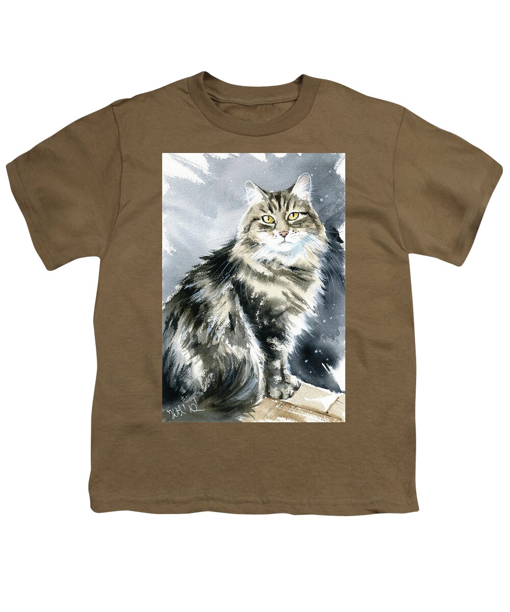Cats Youth T-Shirt featuring the painting Muffin Cat Painting by Dora Hathazi Mendes