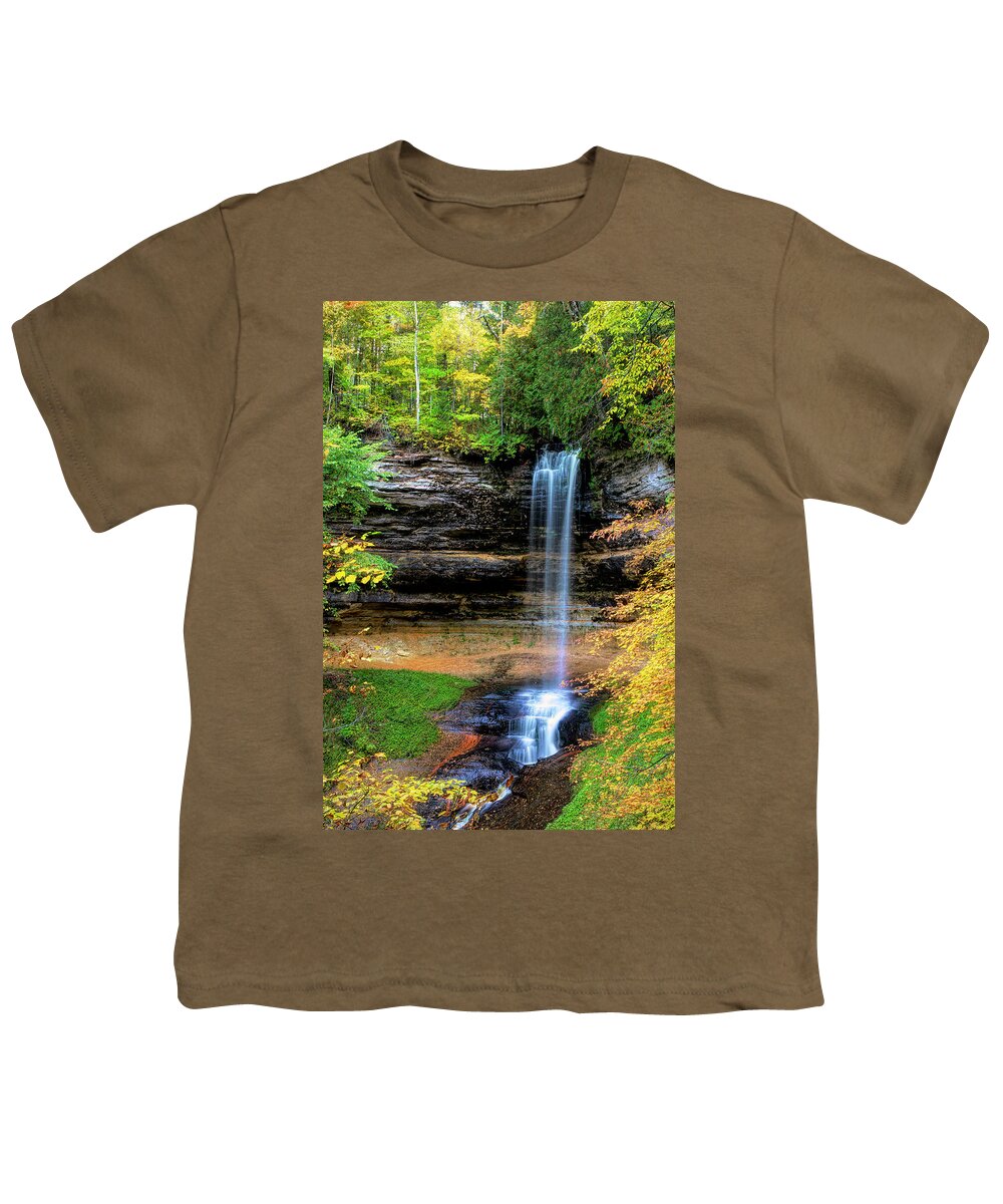 Munising Youth T-Shirt featuring the photograph Munising Falls by Cheryl Strahl