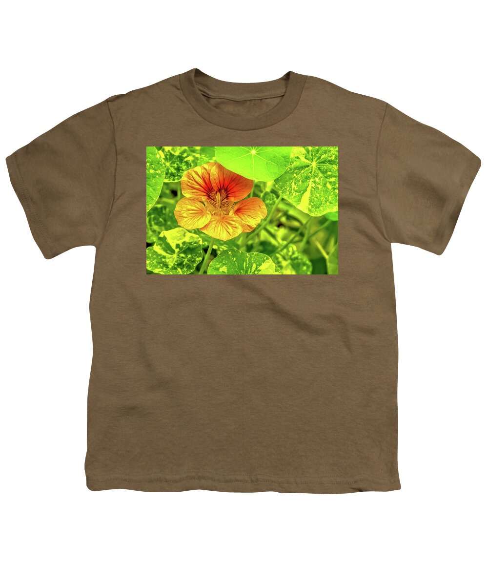 Nasturtium Youth T-Shirt featuring the photograph Nasturtium by Timothy Anable