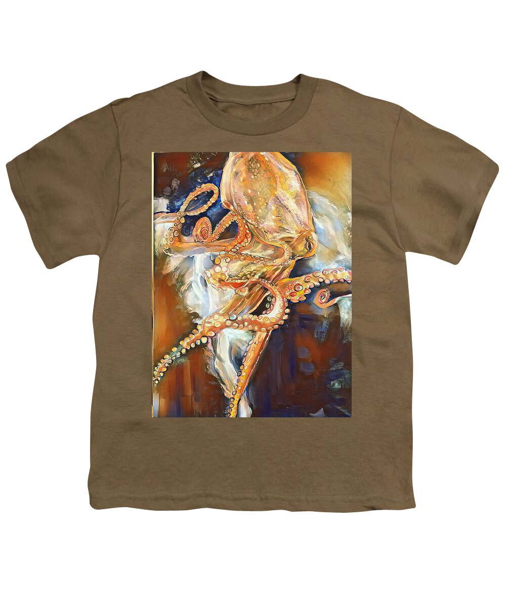 Octopus Youth T-Shirt featuring the painting Neurons by Try Cheatham
