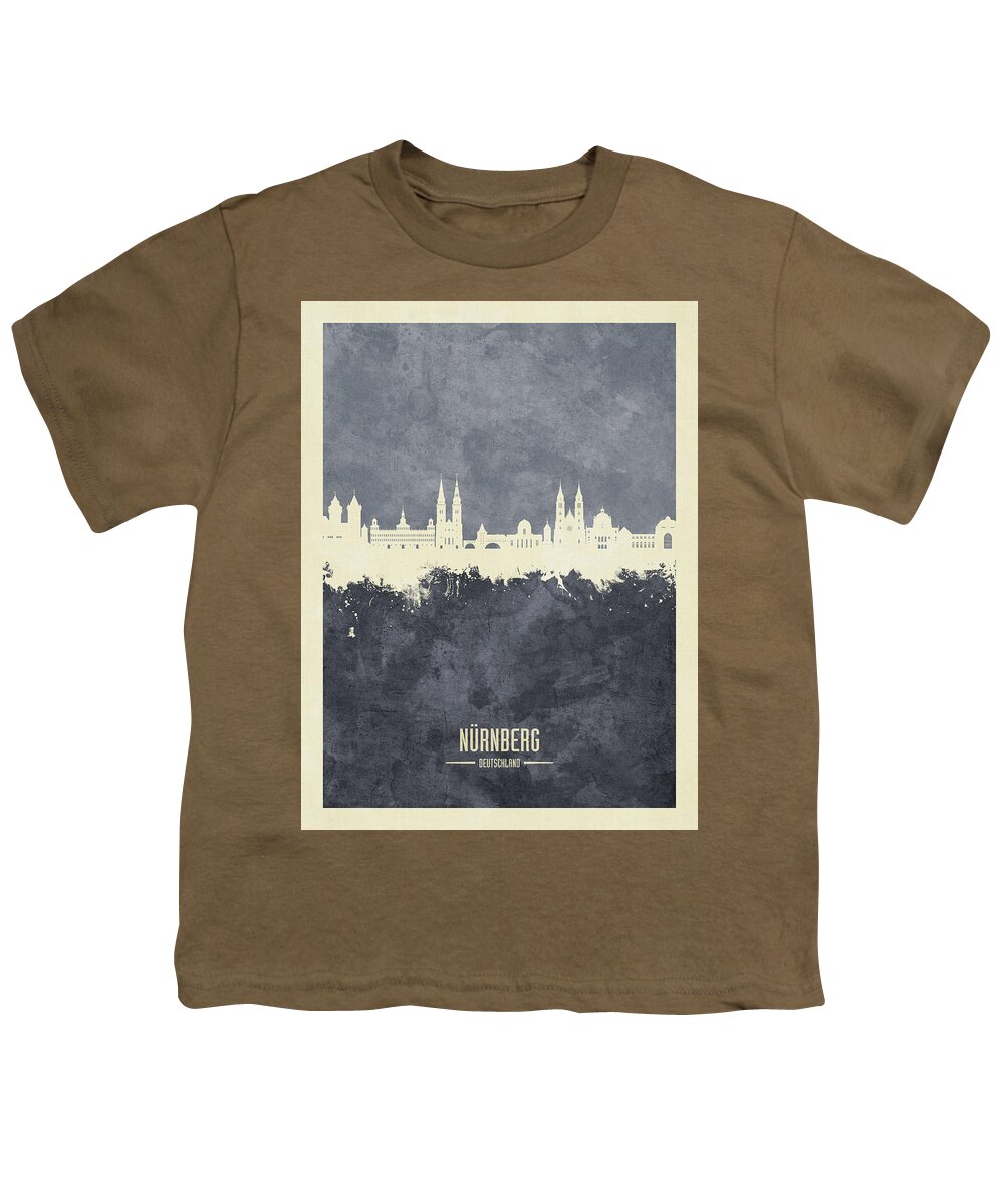 Nürnberg Youth T-Shirt featuring the digital art Nurnberg Germany Skyline #12 by Michael Tompsett