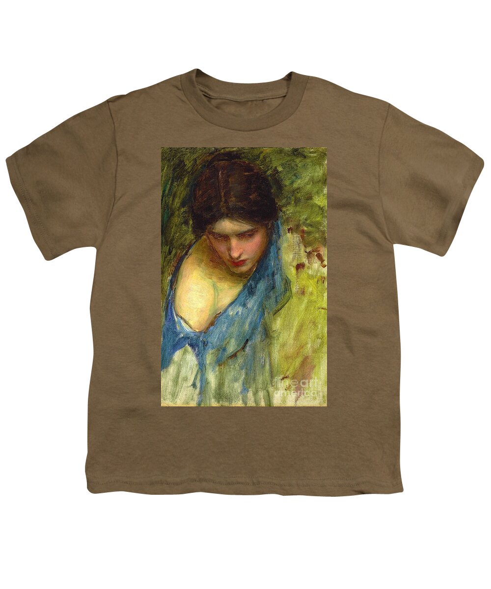John William Waterhouse Nymphs Finding The Head Of Orpheus Youth T-Shirt featuring the painting Nymph by John William Waterhouse