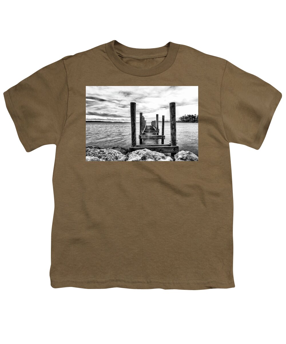 Dock Youth T-Shirt featuring the photograph Old Dock Near Smyrna NC by Bob Decker