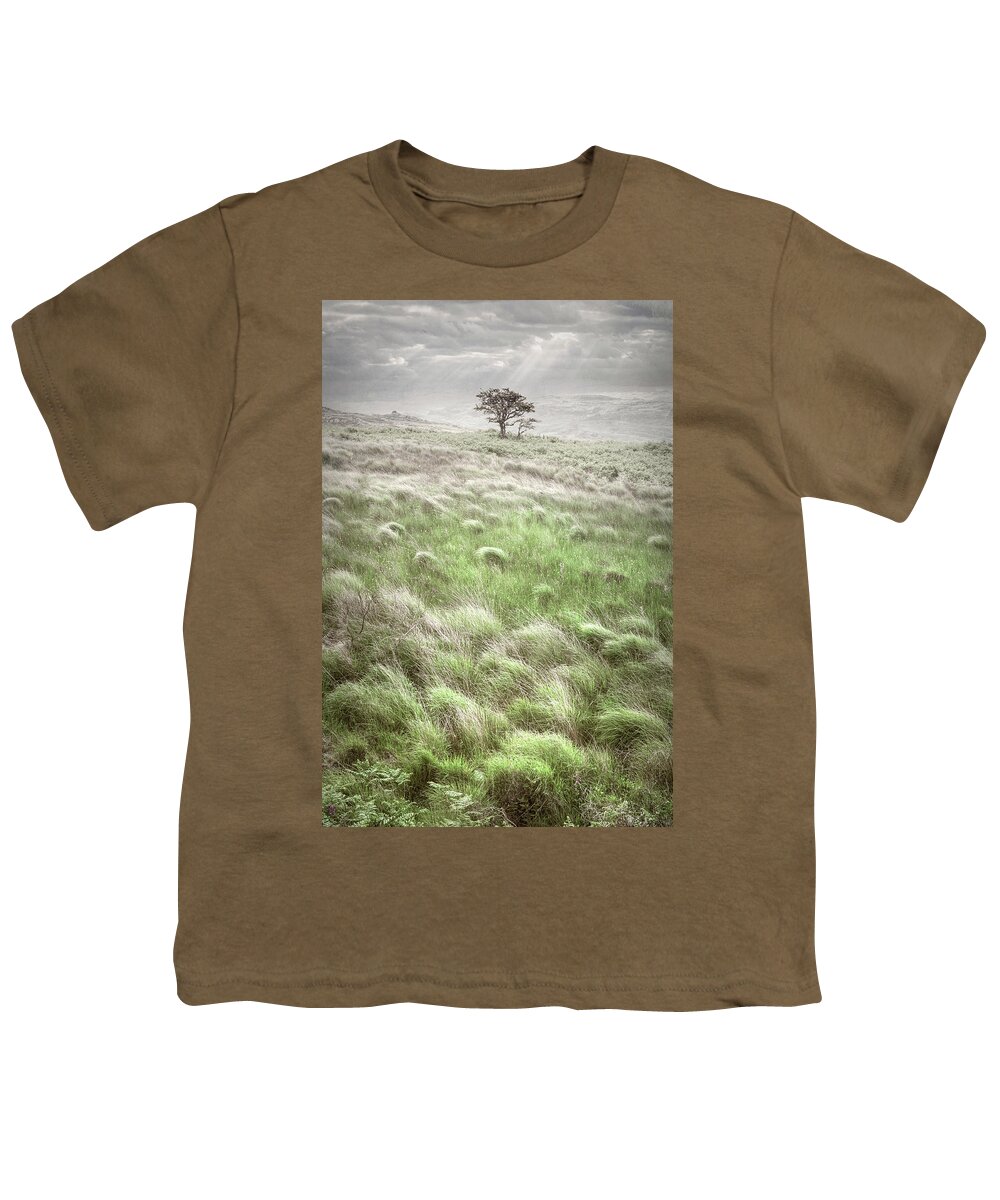 Clouds Youth T-Shirt featuring the photograph One Tree in the Soft Irish Mist by Debra and Dave Vanderlaan