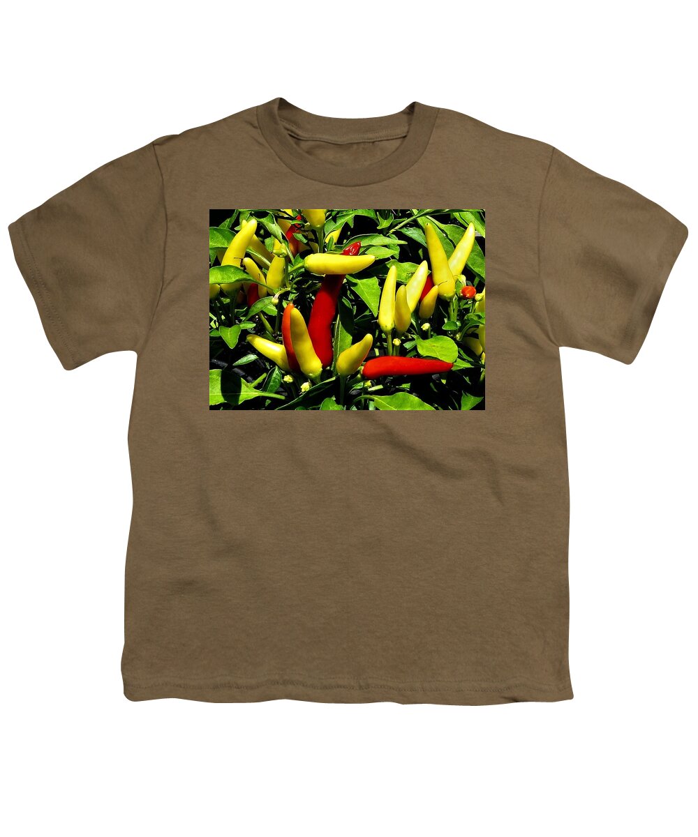 Vegetables Youth T-Shirt featuring the photograph Ornamental Peppers Close-up by Linda Stern
