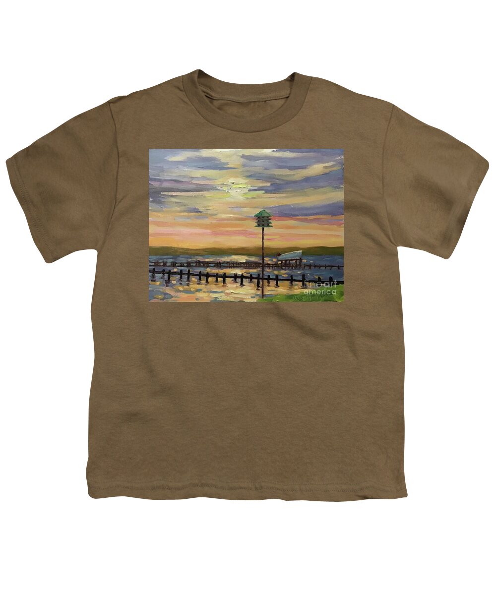 Sunset Youth T-Shirt featuring the painting Outer Banks Sunset by Anne Marie Brown