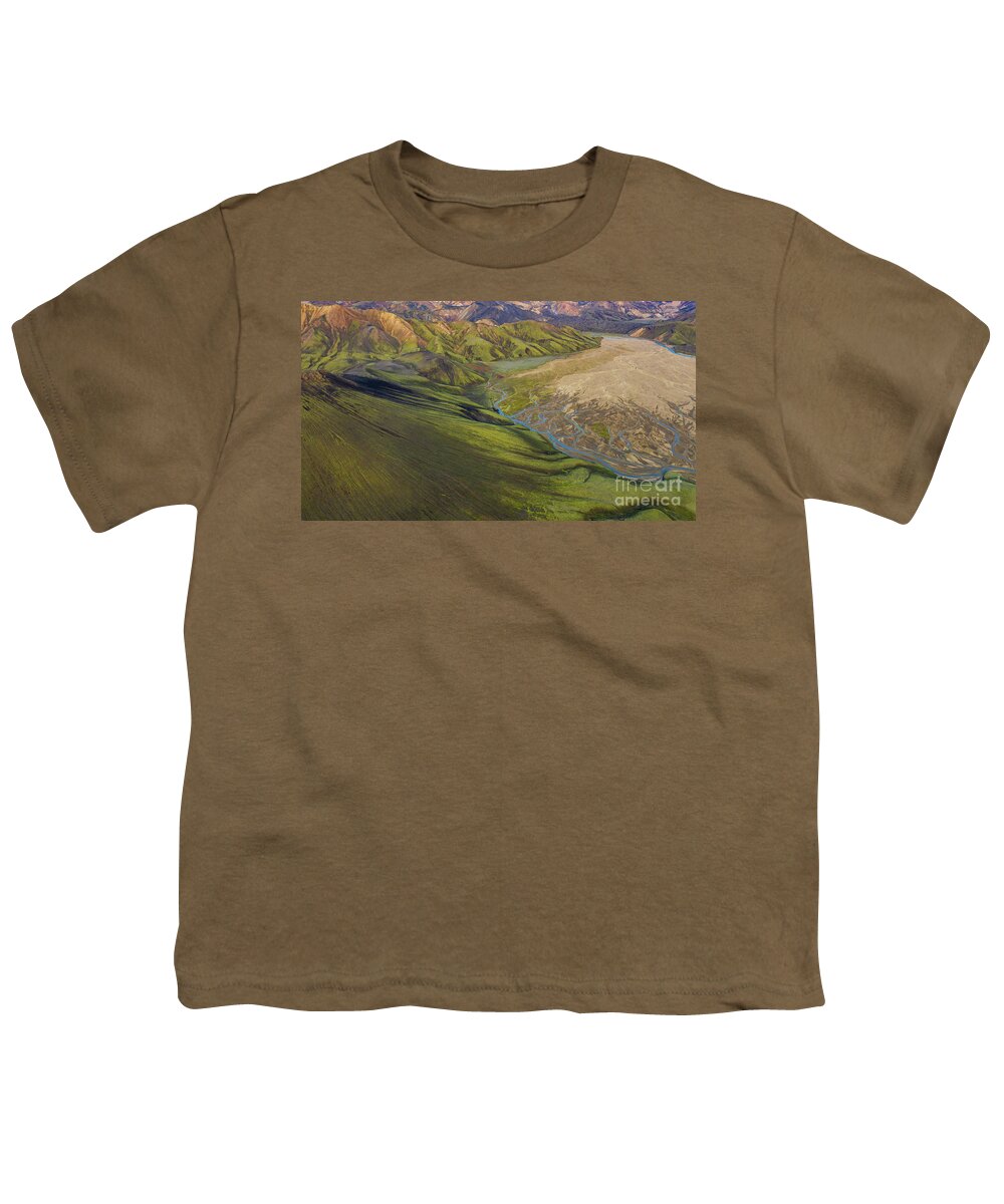 Iceland Youth T-Shirt featuring the photograph Over Iceland Slopes of the Rhyolite Highlands by Mike Reid