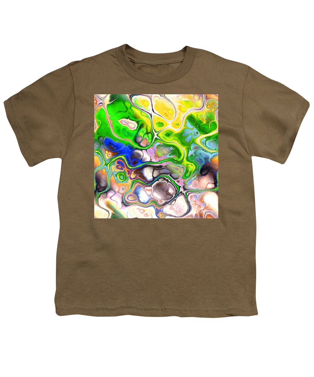 Colorful Youth T-Shirt featuring the digital art Paijo - Funky Artistic Colorful Abstract Marble Fluid Digital Art by Sambel Pedes