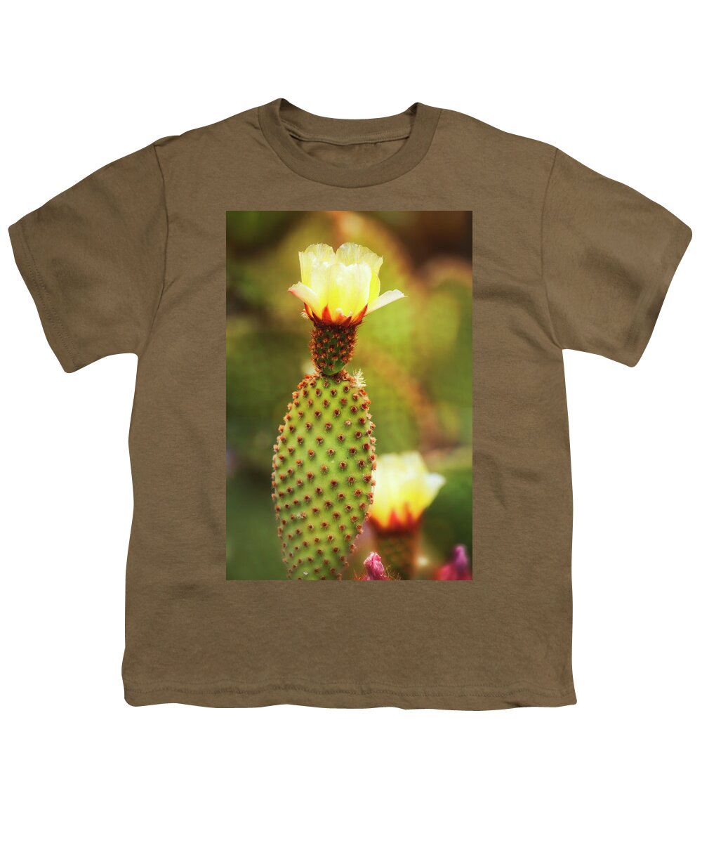 Yellow Prickly Pear Youth T-Shirt featuring the photograph Pale Gold by Saija Lehtonen