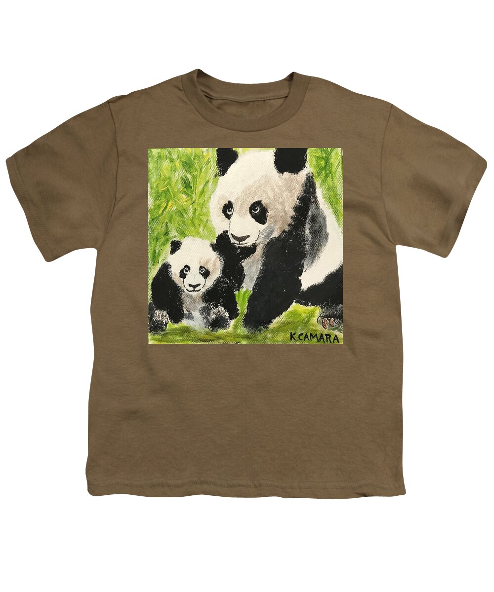 Pets Youth T-Shirt featuring the painting Pandas by Kathie Camara