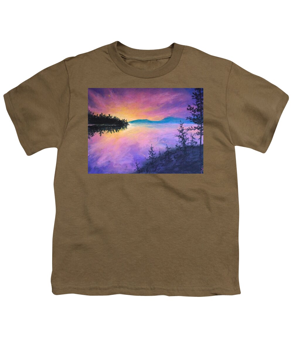 Pink Sunset Youth T-Shirt featuring the painting Pastel Dreams by Jen Shearer