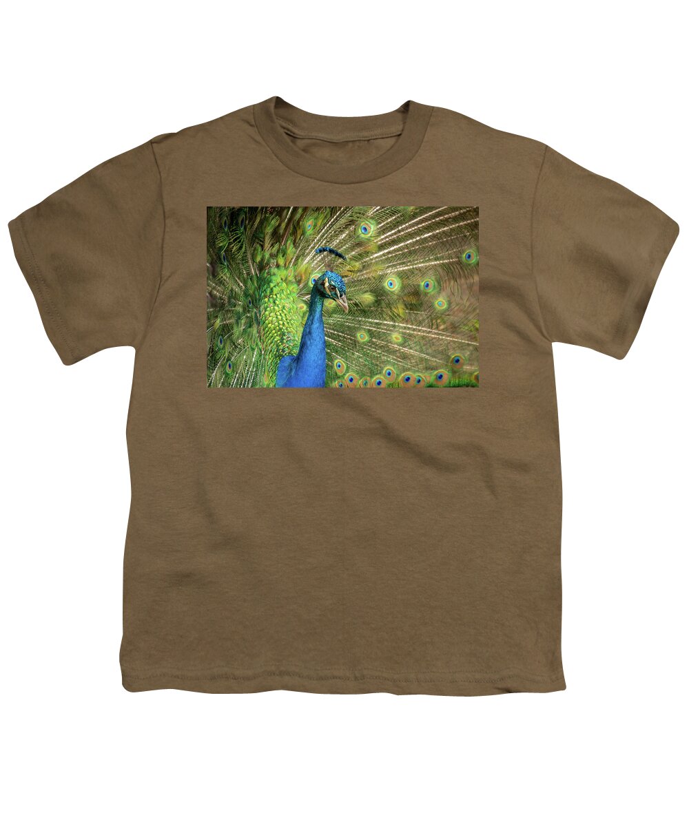 Peacock Youth T-Shirt featuring the photograph Peacock 4 by Cindy Robinson