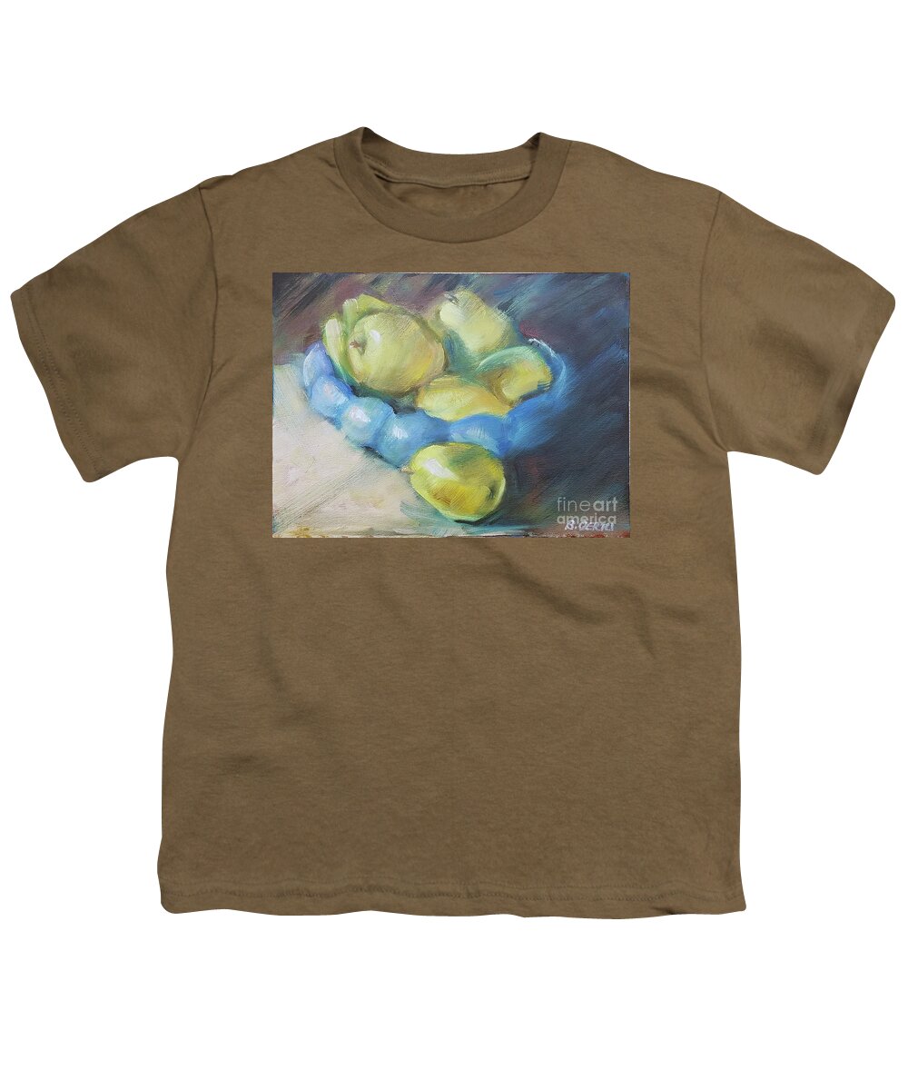 Still Life Youth T-Shirt featuring the painting Pears in blue bowl by Barbara Oertli