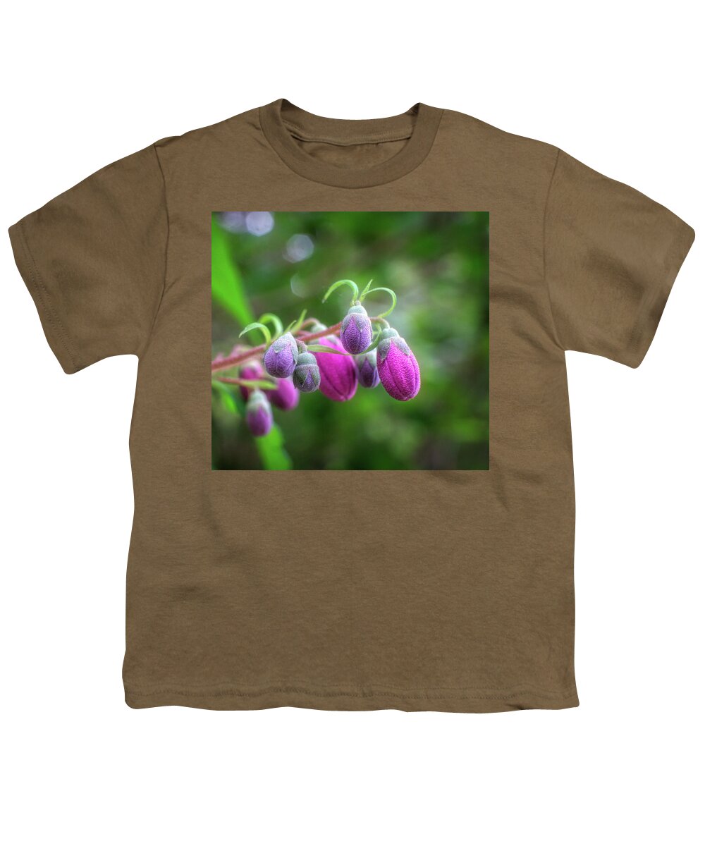Pink Floral Macro Youth T-Shirt featuring the photograph Pink floral Macro by Lilia D