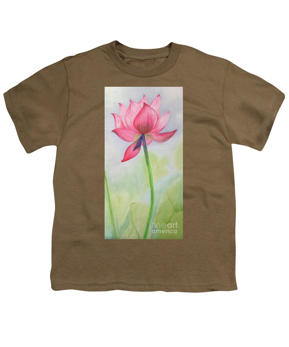 Pink Lotus Youth T-Shirt featuring the painting Pink Lotus by Mary Deal