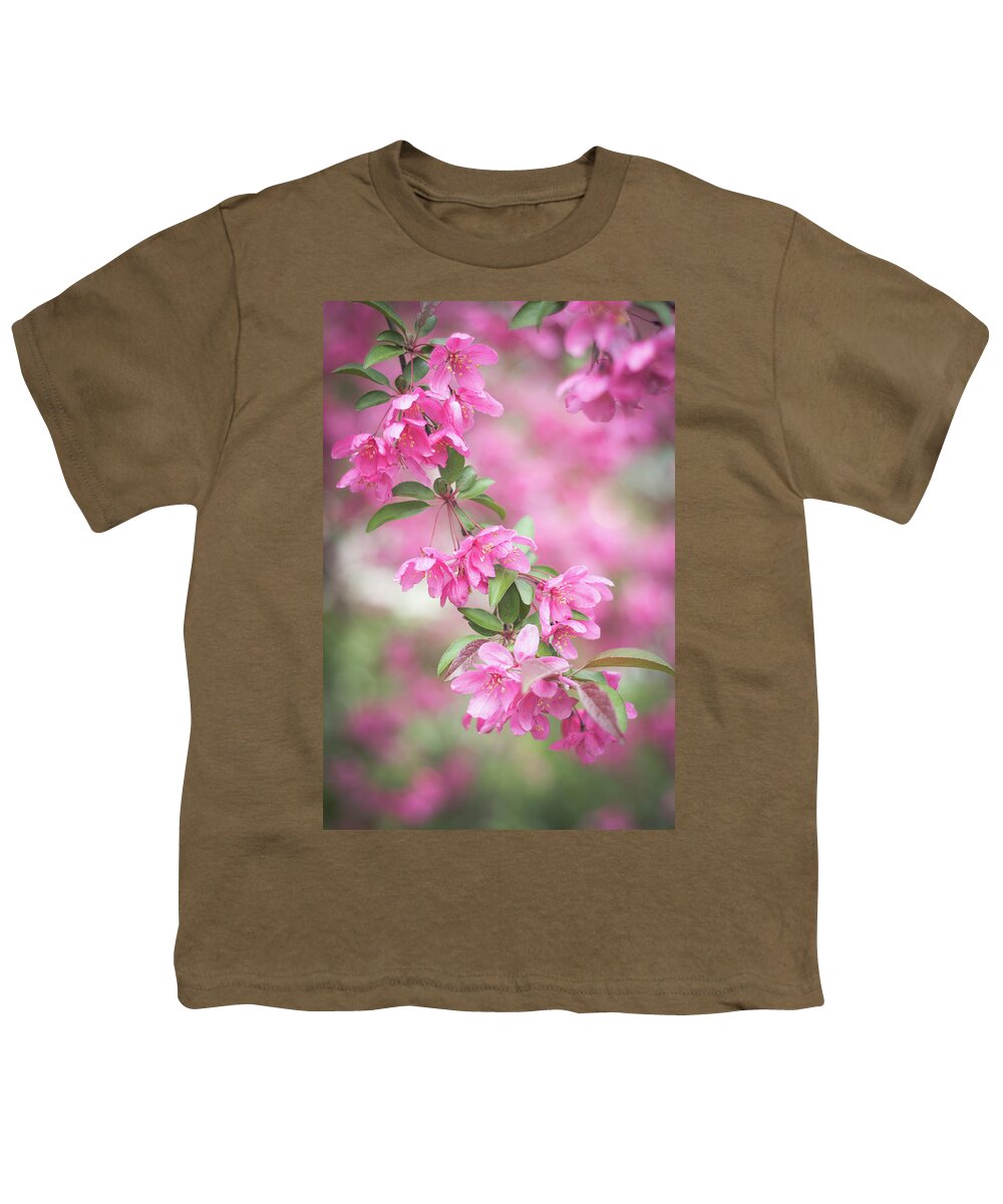 Dupage County Youth T-Shirt featuring the photograph Pink Spring Crabapple Blossoms 3 by Joni Eskridge