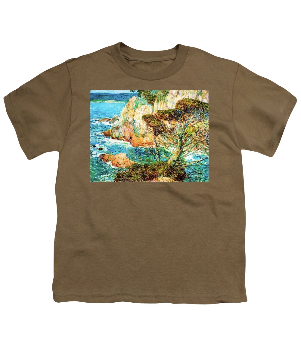 Point Youth T-Shirt featuring the painting Point Lobos, Carmel by Childe Hassam 1914 by Childe Hassam