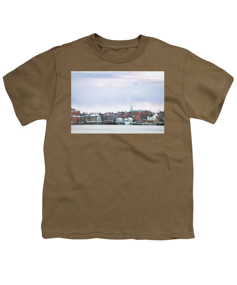 Portsmouth Winter Skyline Youth T-Shirt featuring the photograph Portsmouth's Winter Skyline by Eric Gendron