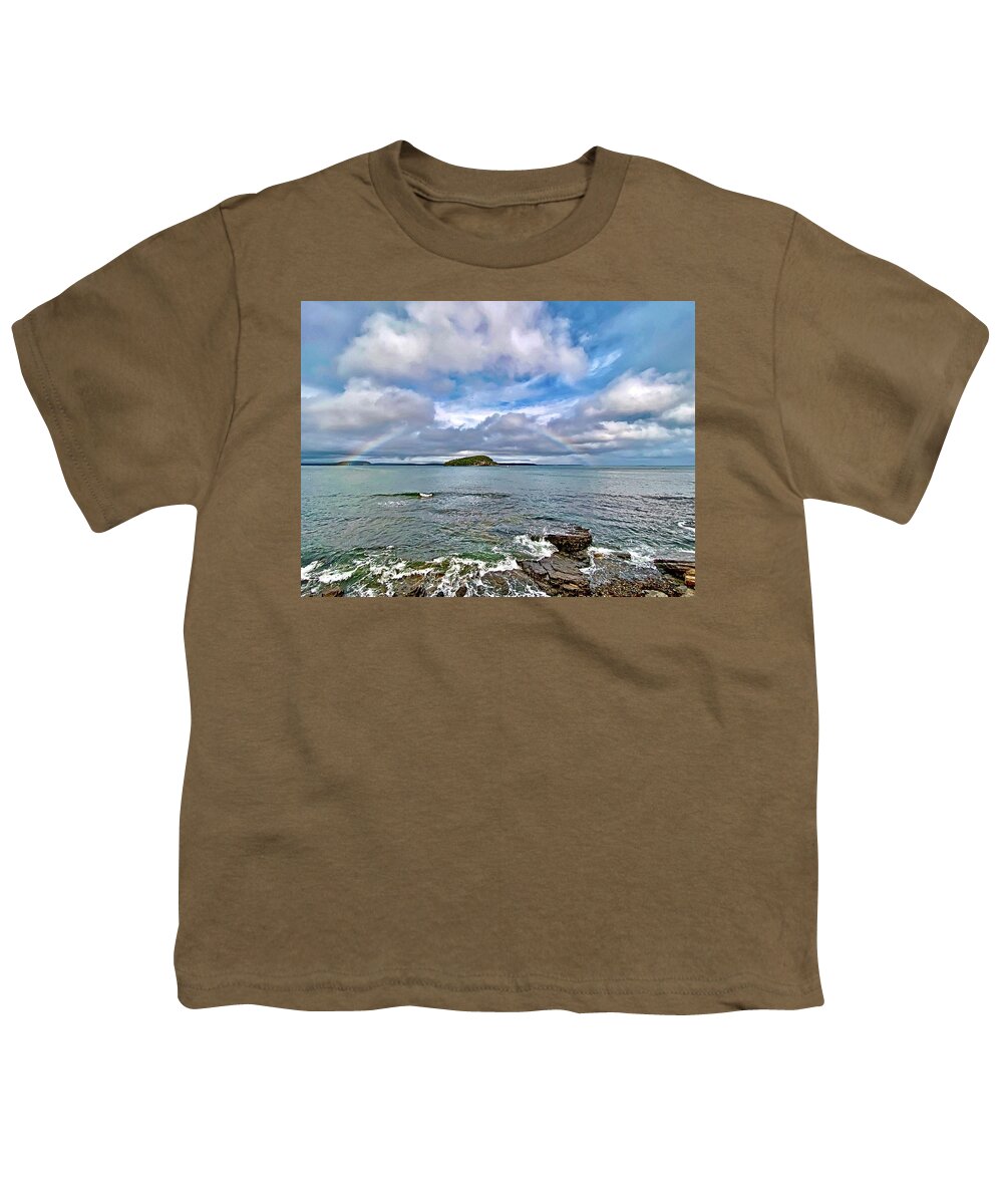 Rainbow Youth T-Shirt featuring the photograph Rainbow over Frenchman Bay by Monika Salvan