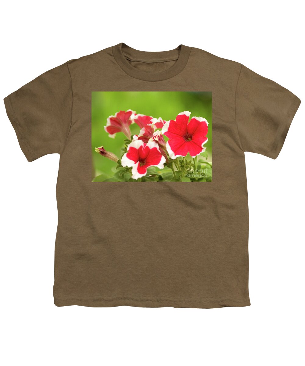 Color Youth T-Shirt featuring the photograph Red And White Petunias by Dorothy Lee