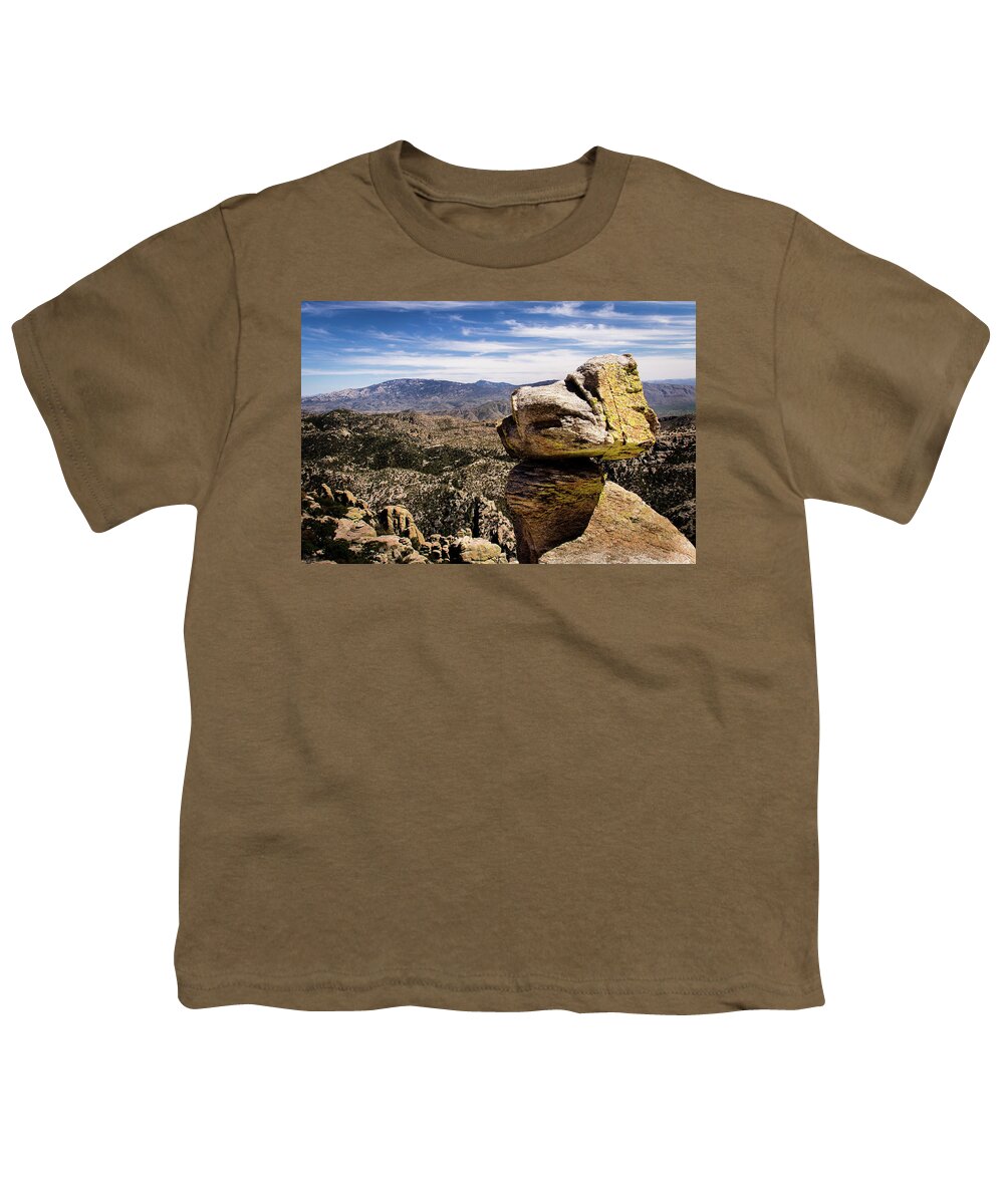 Canyon Youth T-Shirt featuring the photograph Rock perched high by Craig A Walker