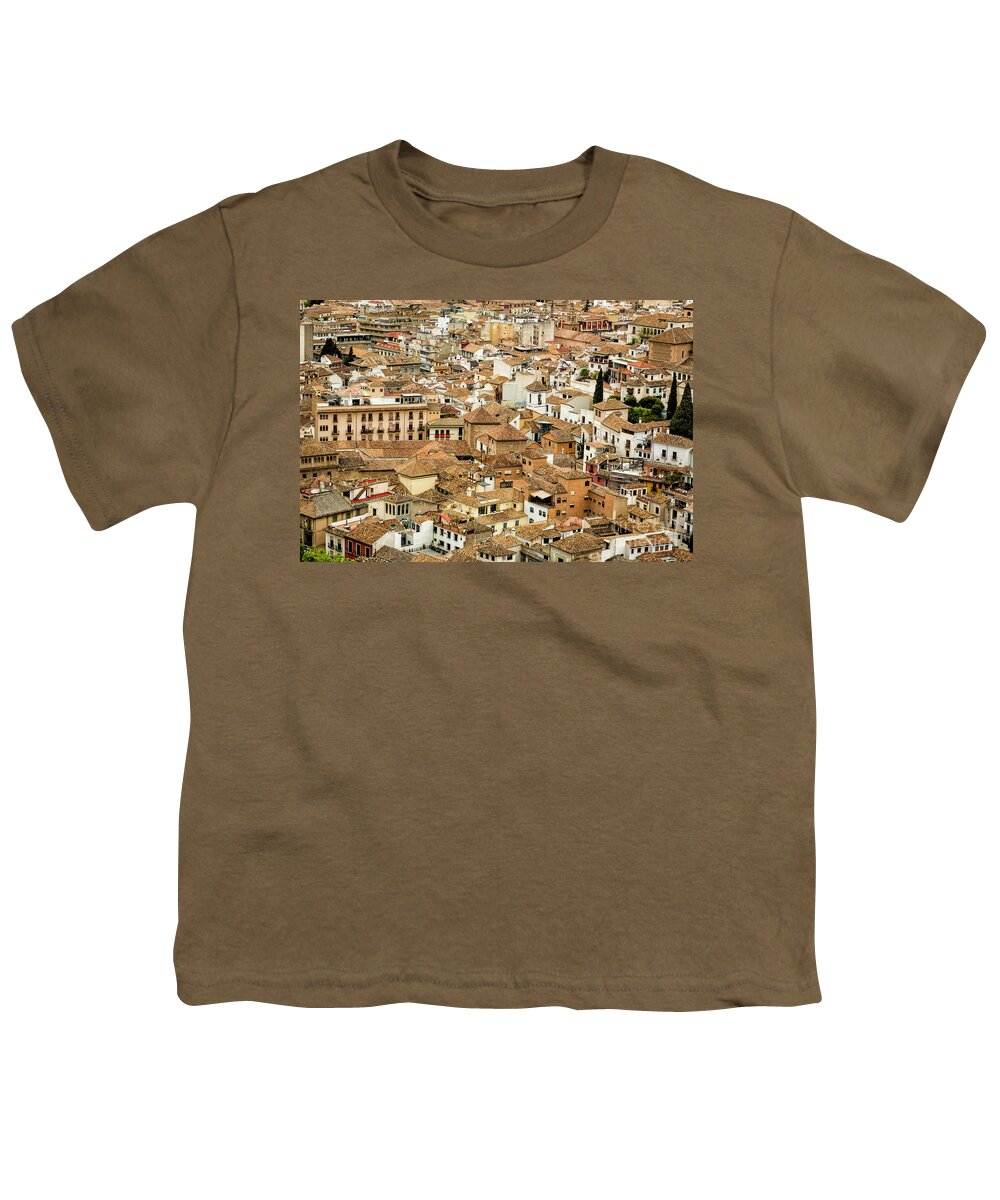 Spain Youth T-Shirt featuring the photograph Rooftops Granada City by Timothy Hacker