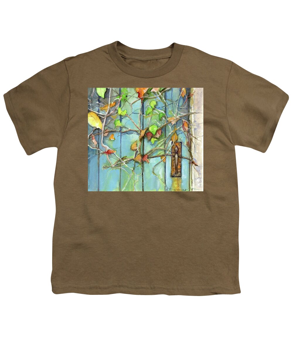 Garden Gate Youth T-Shirt featuring the painting Rusty by Rebecca Matthews