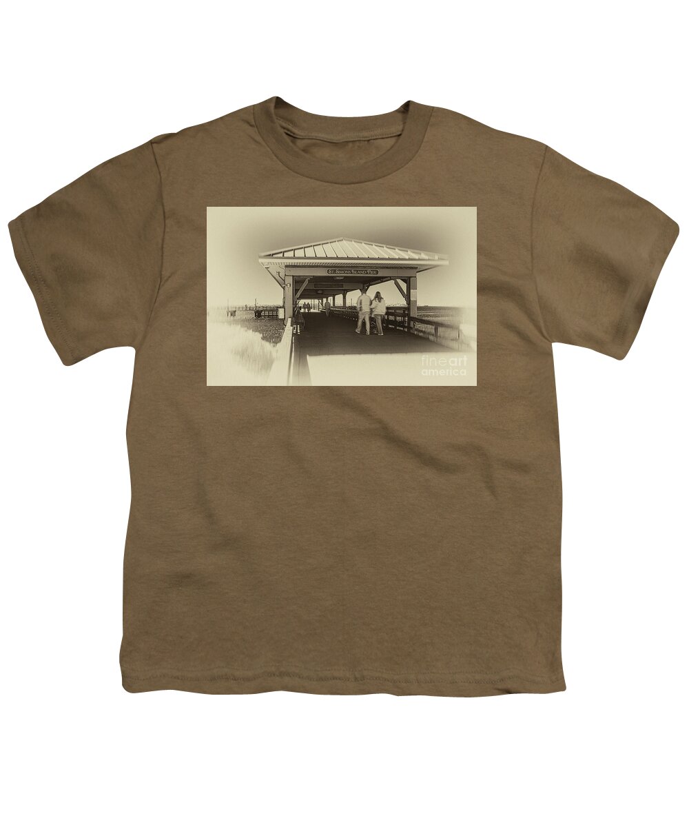 Saint Simons Youth T-Shirt featuring the photograph Saint Simons Island Pier by DB Hayes