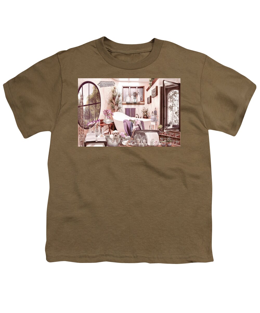 Spring Youth T-Shirt featuring the digital art Salle de Bain Country by Debra and Dave Vanderlaan