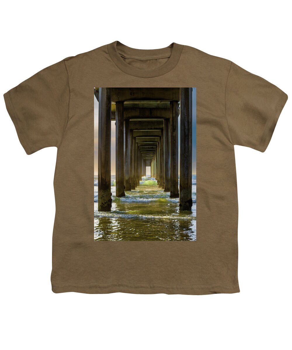 Fine Art Youth T-Shirt featuring the photograph Scripp's Pier Sunset by Bryan Carter