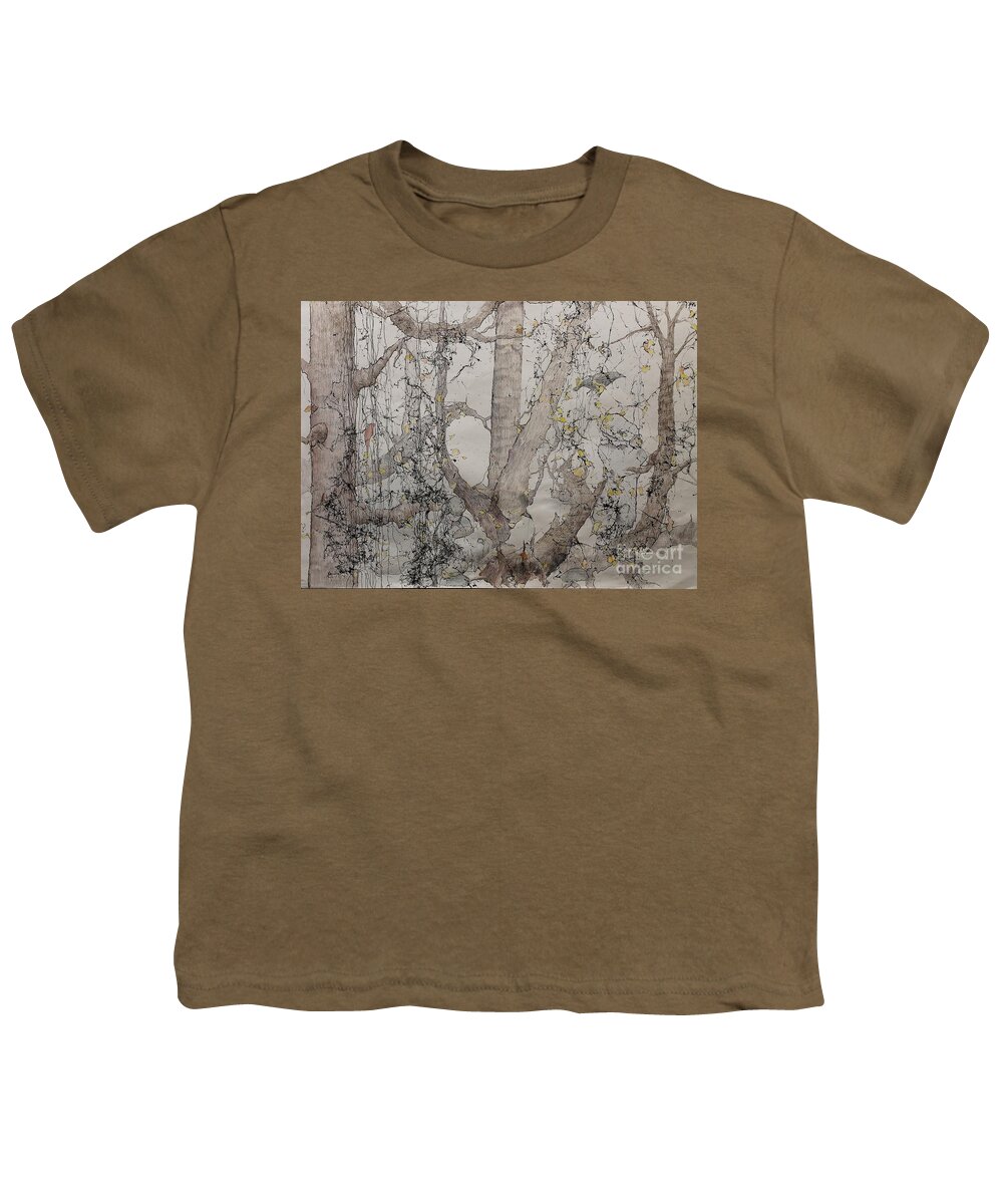 Forest Youth T-Shirt featuring the painting She Waits by Elizabeth Carr