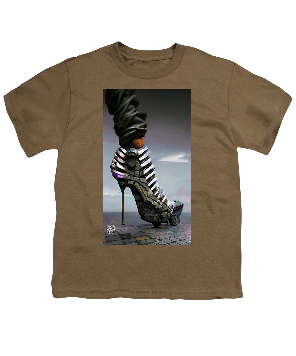 Shoes Youth T-Shirt featuring the digital art Shoes made for walking in 2030 by Rafael Salazar