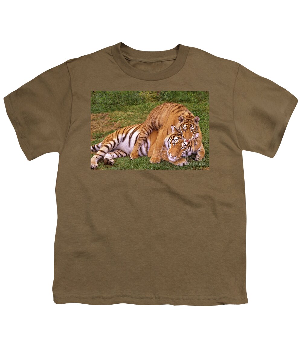 Asian Wildlife Youth T-Shirt featuring the photograph Siberian Tigers Parenting Is A Challenge by Dave Welling