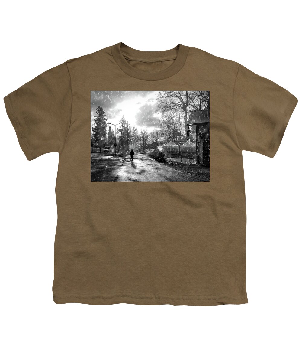 Photography Youth T-Shirt featuring the photograph So Another Lonely Winter Day Passed Latvia by Aleksandrs Drozdovs