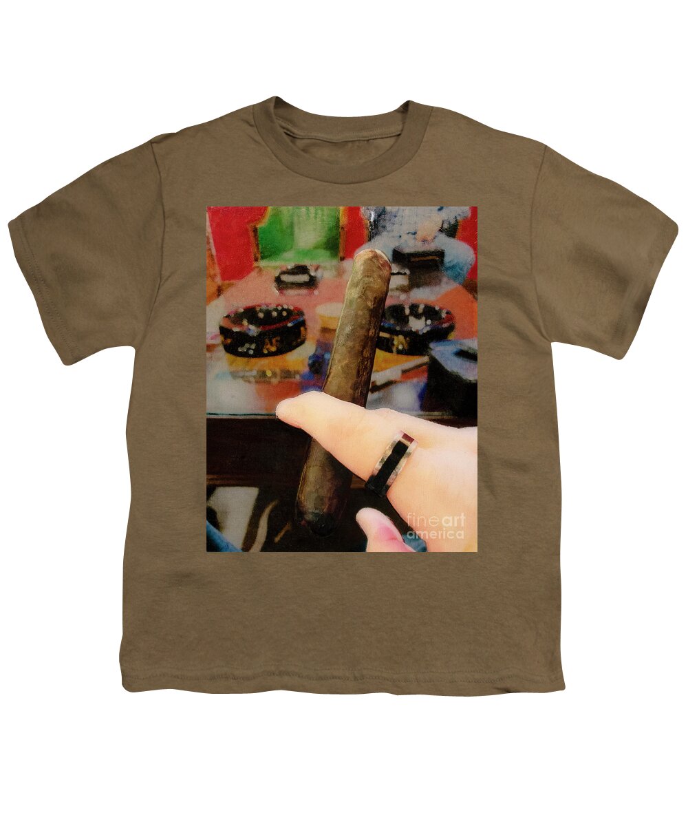Denise Youth T-Shirt featuring the painting Sometimes a Cigar by Denise Deiloh