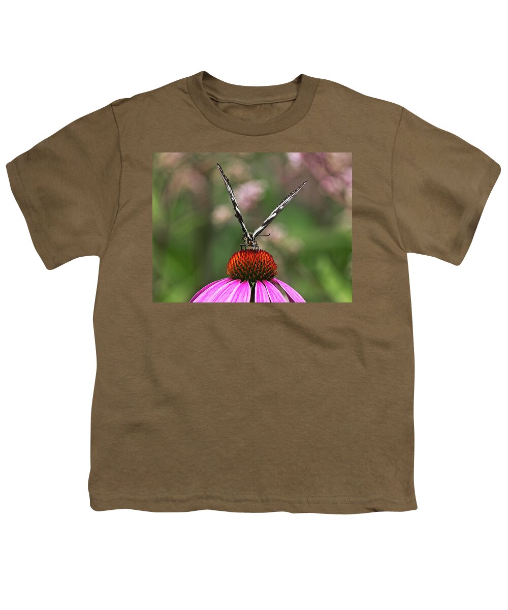 Butterfly Youth T-Shirt featuring the photograph Spicebush Swallowtail Butterfly 2 on Echinacae by Steven Ralser
